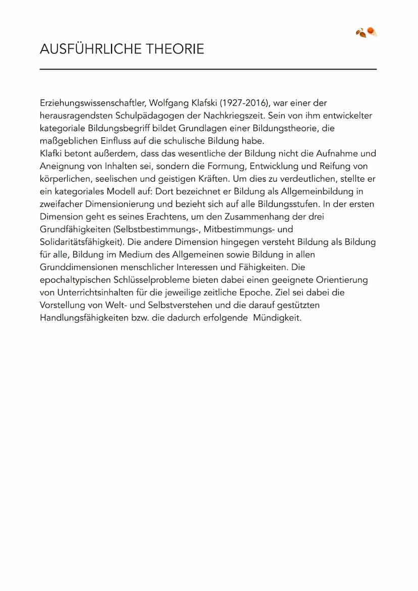 LERNZETTEL KLAFKI
KLAFKI ALLGEMEIN
BIOGRAFIE
1927 - 2016
- Erziehungswissenschaftler
einer der herausragendsten Schulpädagogen der Nachkrieg