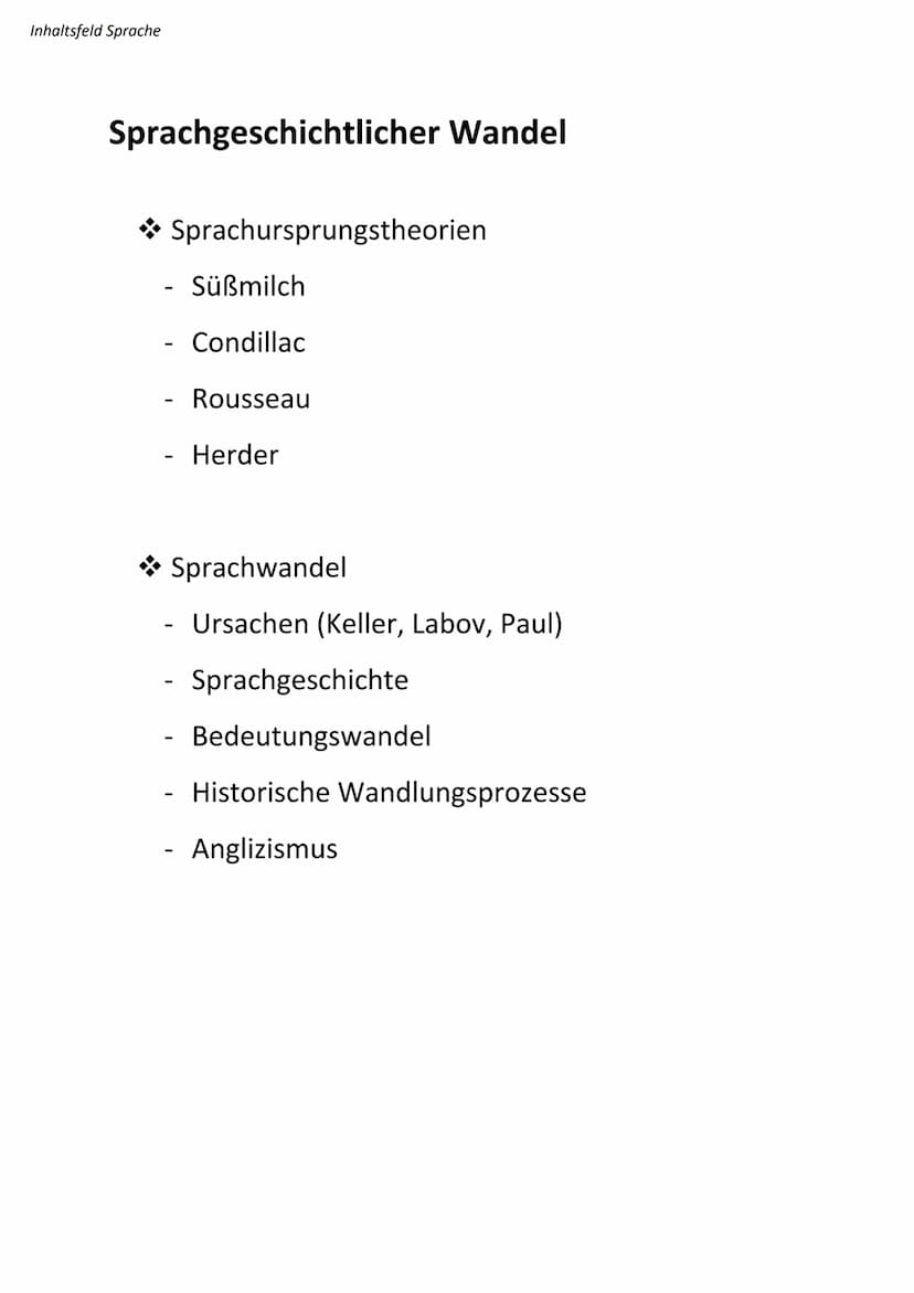 Abitur - Deutsch
Inhaltsfeld Sprache
• Spracherwerbsmodelle
• Sprachgeschichtlicher Wandel
• Verhältnis von Sprache Denken und Wirklichkeit: