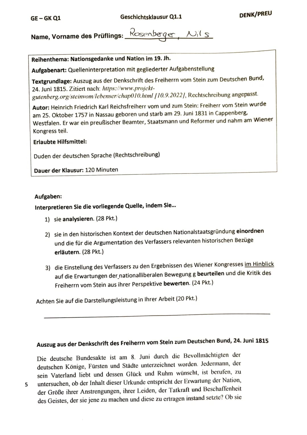 Q1.1-Geschichte GK-Klausur-Deutsche Nationalstaatsgründung-15Punkte(1+)
