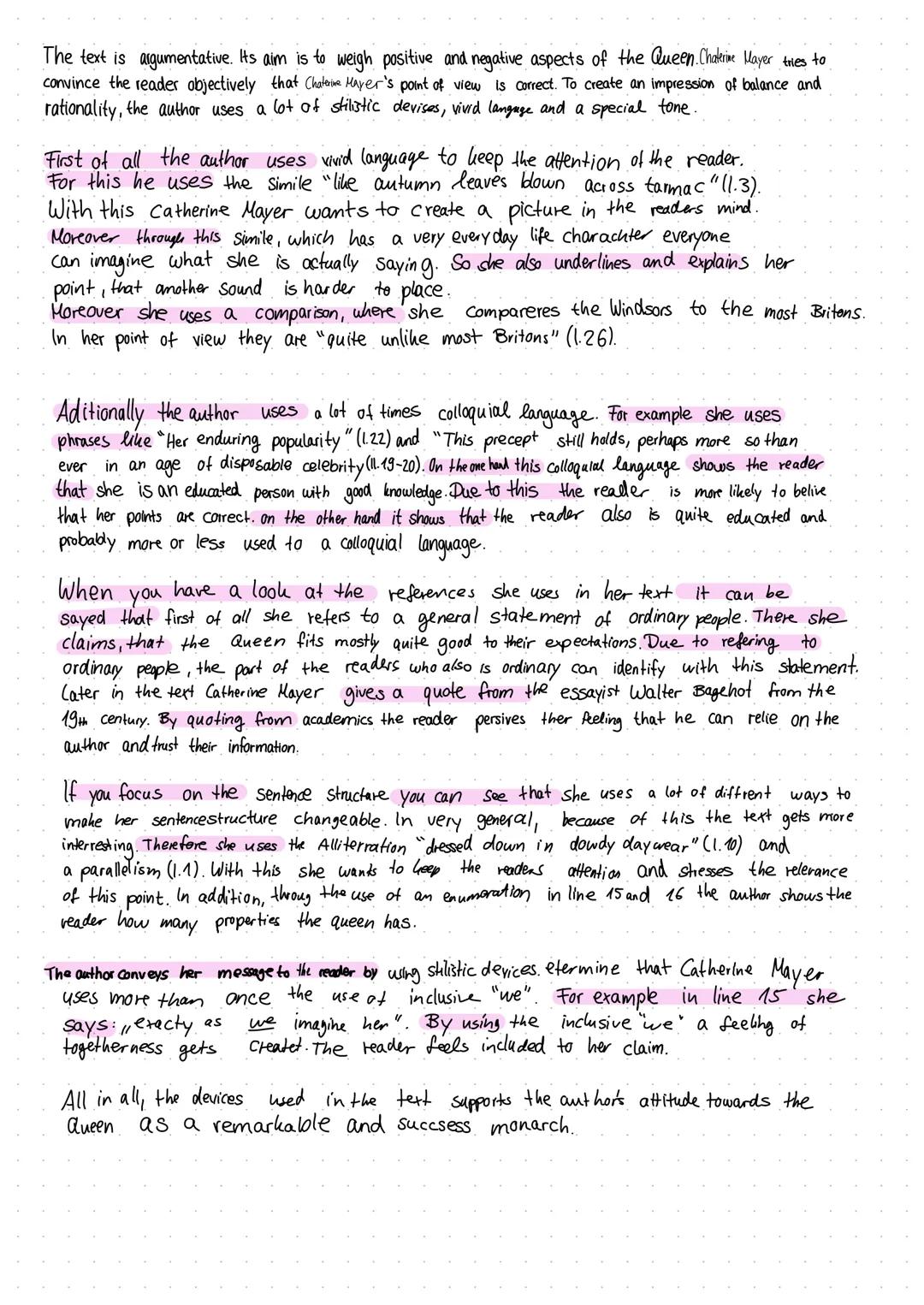 Example analysis of a speech 