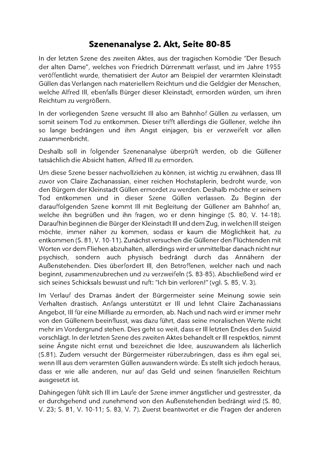 Der Besuch der alten Dame Szenenanalyse: Seite 80-85, 86-91 & Mehr