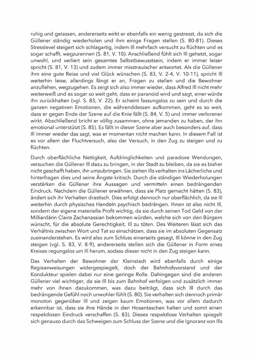 Szenenanalyse 2. Akt, Seite 80-85
In der letzten Szene des zweiten Aktes, aus der tragischen Komödie "Der Besuch
der alten Dame", welches vo