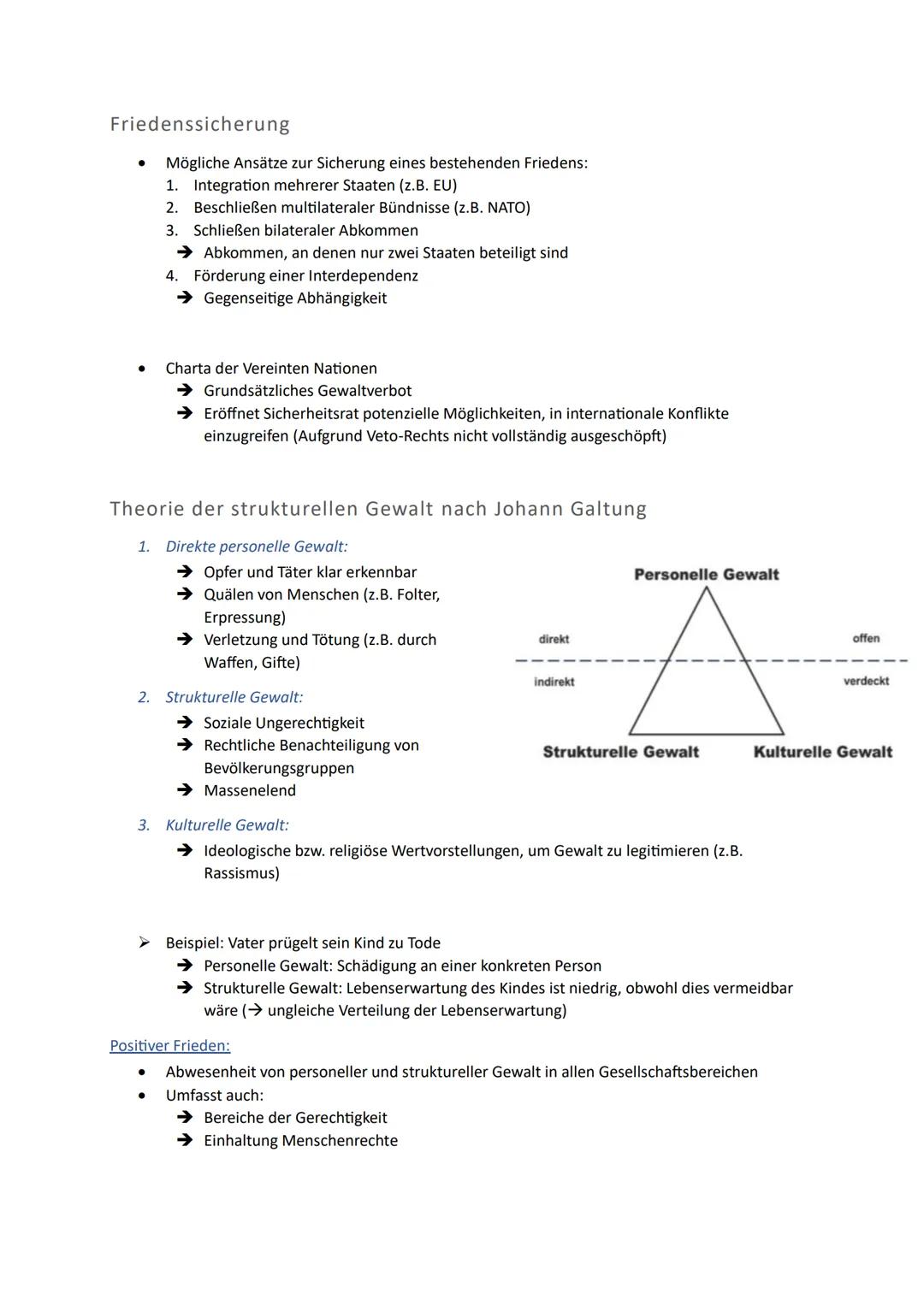 # Globale Strukturen und Prozesse

1. Internationale Friedens- und Sicherheitspolitik
2. Beitrag der UN zur Konfliktbewältigung und Friedens