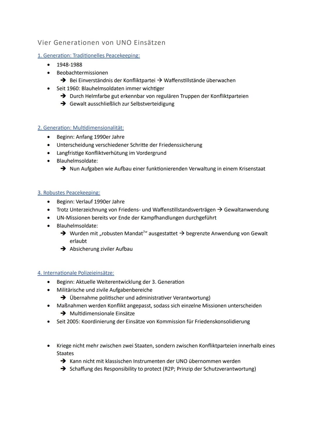# Globale Strukturen und Prozesse

1. Internationale Friedens- und Sicherheitspolitik
2. Beitrag der UN zur Konfliktbewältigung und Friedens