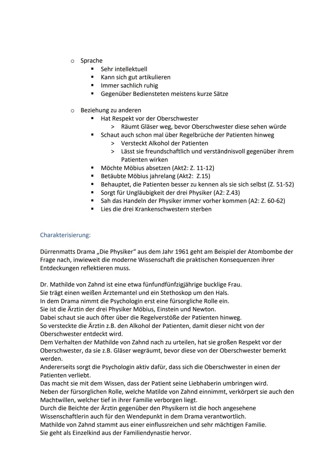 Vorbereitung Charakterisierung:
Einleitungssatz
O ,,Die Physiker"
O Neugefasst 1980
O
O
O
Hauptteil
O Aussehen, Gestalt, Alter Kleidung
O
Fr