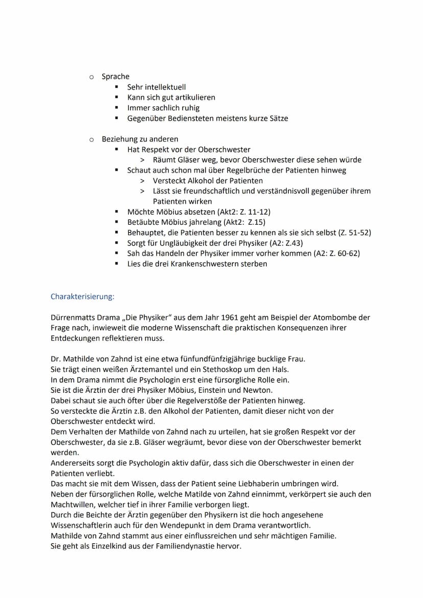 Vorbereitung Charakterisierung:
Einleitungssatz
O ,,Die Physiker"
O Neugefasst 1980
O
O
O
Hauptteil
O Aussehen, Gestalt, Alter Kleidung
O
Fr
