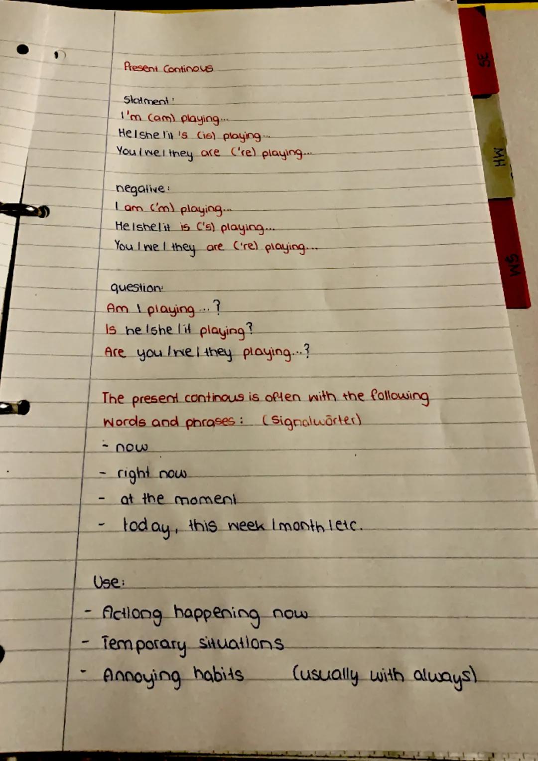 Üben 1. SA
Present simple
Statment
1
I / you I we / they play....
He/she lit plays....
negative:
II you I we / they do not (don't) play....
