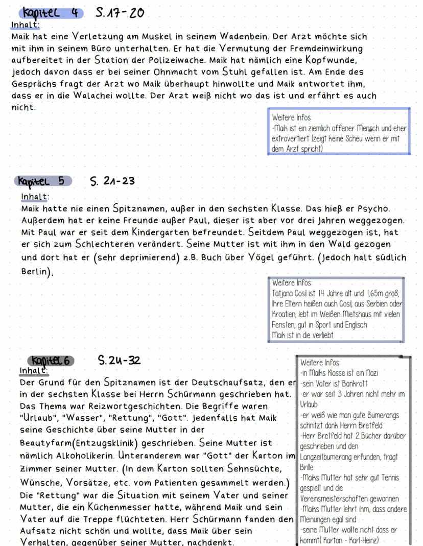 Tschik Tschick
S. 7- M
Inhalt:
Maik sitzt auf der Station der Autobahnpolizei und hat sich vor
Angst in die Hose gepinkelt. Er blutet an den