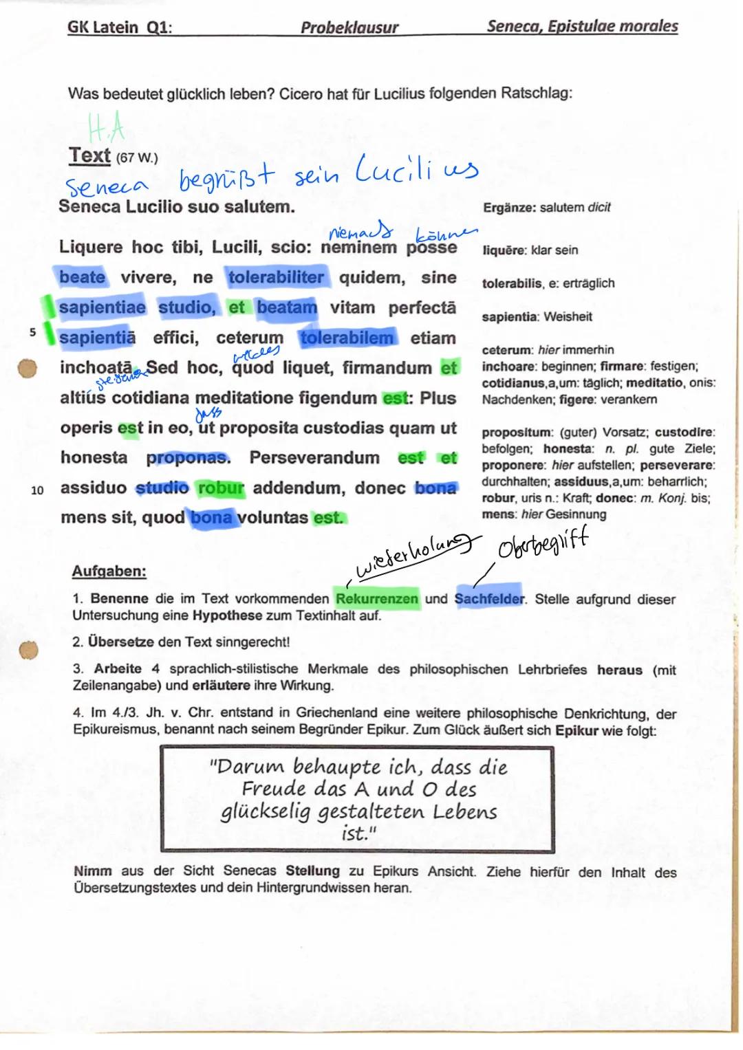 Text: Seneca Lucilio suo salutem übersetzt