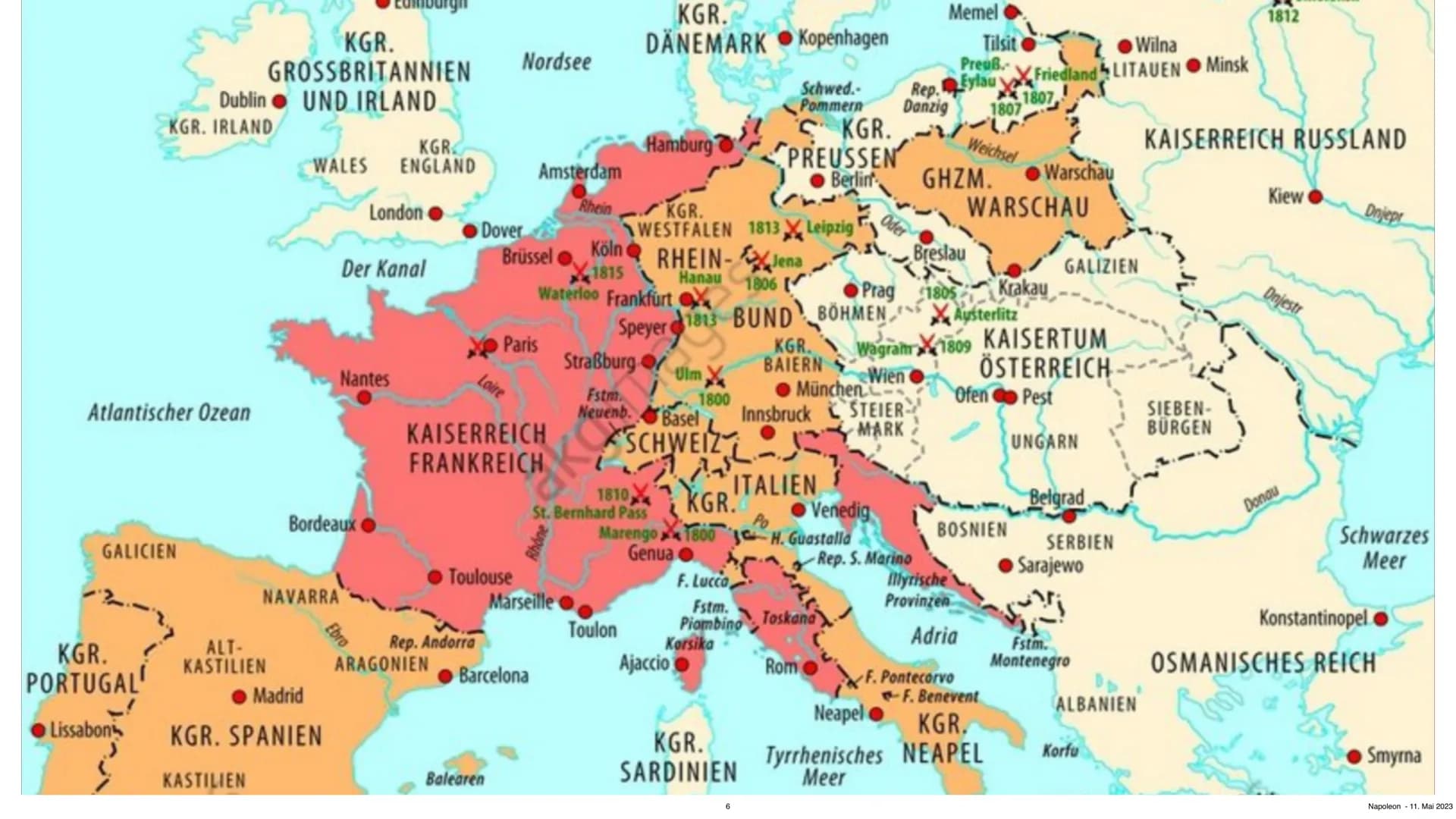 Napoleon Bonaparte
Von Malia & Inke
Napoleon 11. Mai 2023 Gliederung
→ Fakten über Napoleon
→ Weg zur Macht
Ausbreitungsgebiet
→ Auf der höh