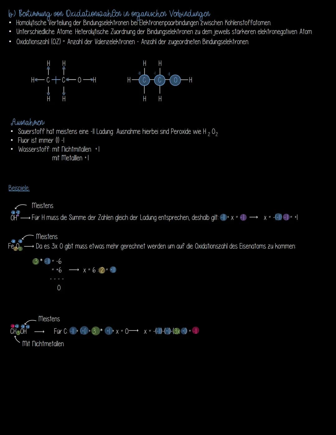 III. Elektronenübergänge
1. Die Oxidationszahl
Regeln zur Bestimmung von Oxidationszahlen:
Für elementare Stoffe gilt:
reine Elemente haben 