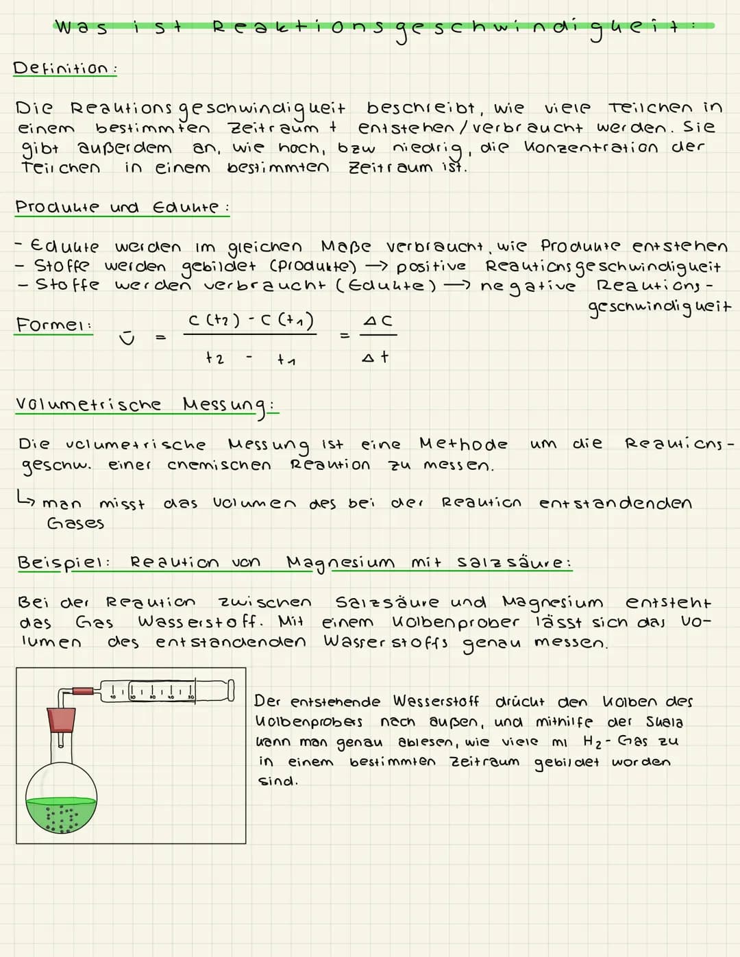 was
Definition :
ist
Die Reautions geschwindigueit beschreibt, wie viele Teilchen in
entstehen/verbraucht werden. Sie
einem
bestimmten
Zeitr