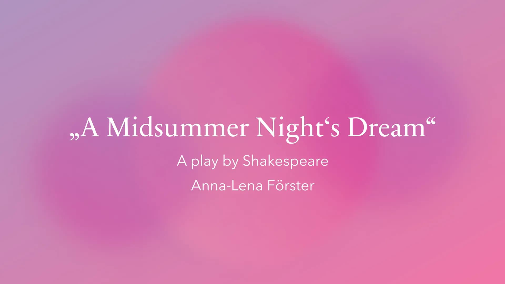 „A Midsummer Night's Dream"
A play by Shakespeare
Anna-Lena Förster Contents
COMO ADAS SA
Backround information
Topics
Setting
Plotline(s)
M