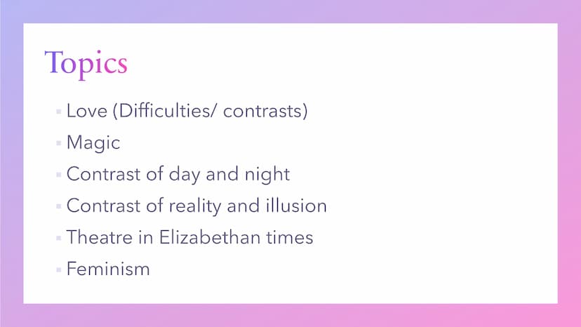 „A Midsummer Night's Dream"
A play by Shakespeare
Anna-Lena Förster Contents
COMO ADAS SA
Backround information
Topics
Setting
Plotline(s)
M