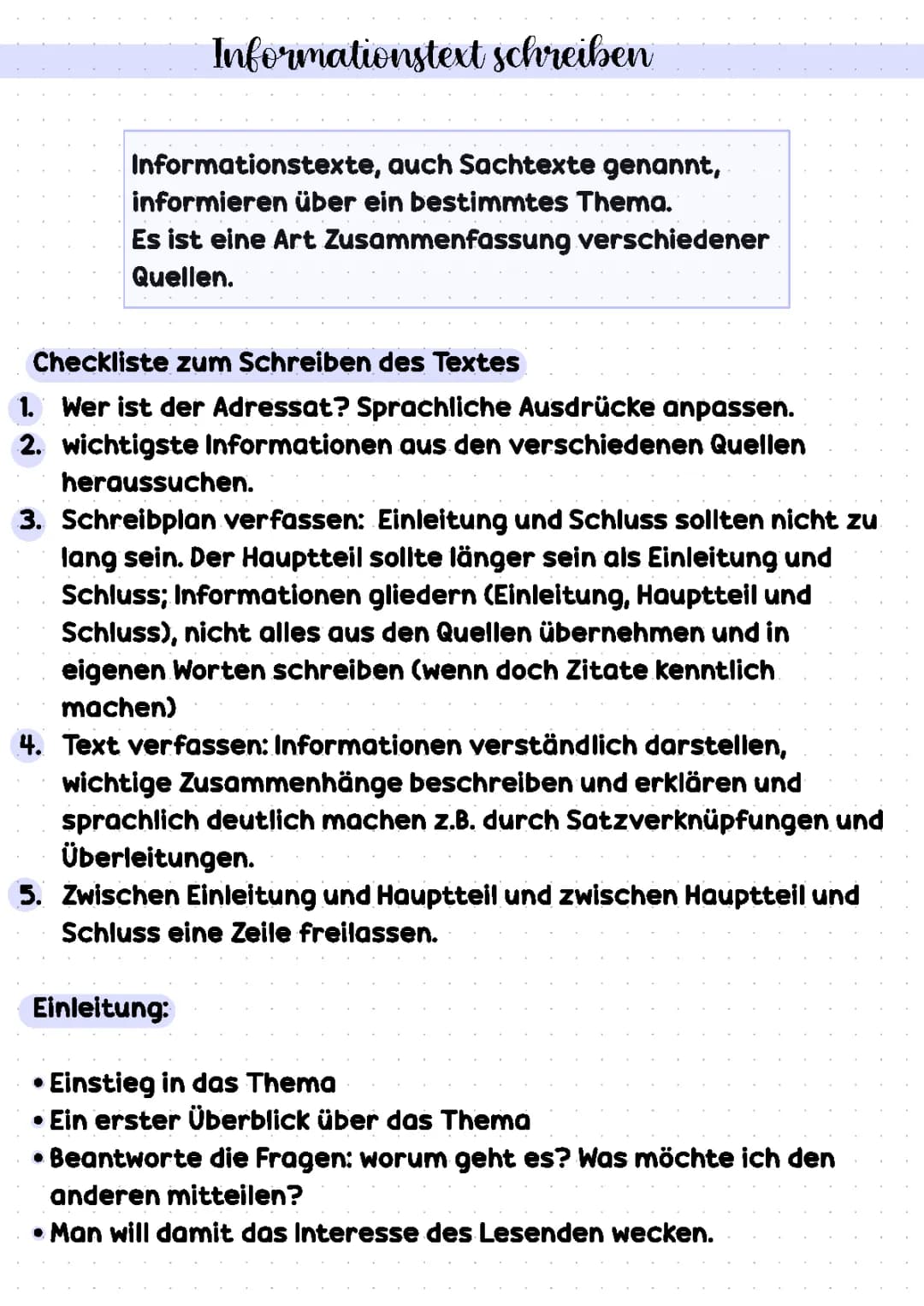 Informationstext verfassen Aufbau