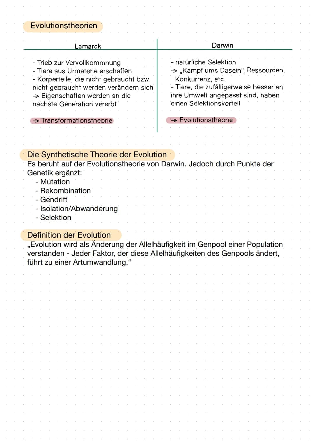 -Evolution- Evolutionstheorien
Lamarck
- Trieb zur Vervollkommnung
- Tiere aus Urmaterie erschaffen
Körperteile, die nicht gebraucht bzw.
ni