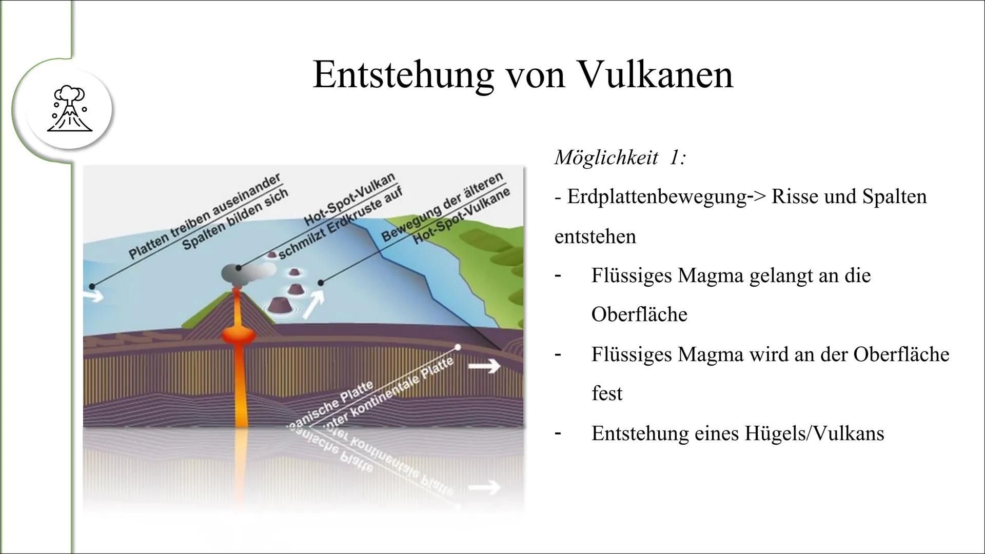 # Vulkane Vulkane

Enstehung von Vulkanen 1. Möglichkeit

Entstehung von Vulkanen 2. Möglichkeit

Wo gibt es Vulkane?

Folgen von Vulkanausb