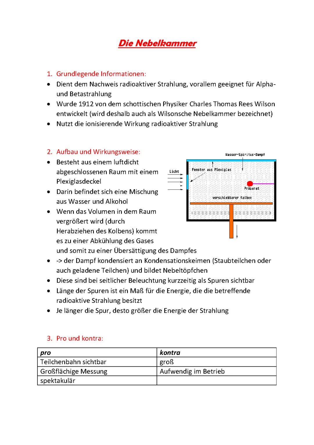 Nebelkammer Funktionsweise und Aufbau einfach erklärt – Skizze, Vor- und Nachteile, Alpha und Beta Strahlung