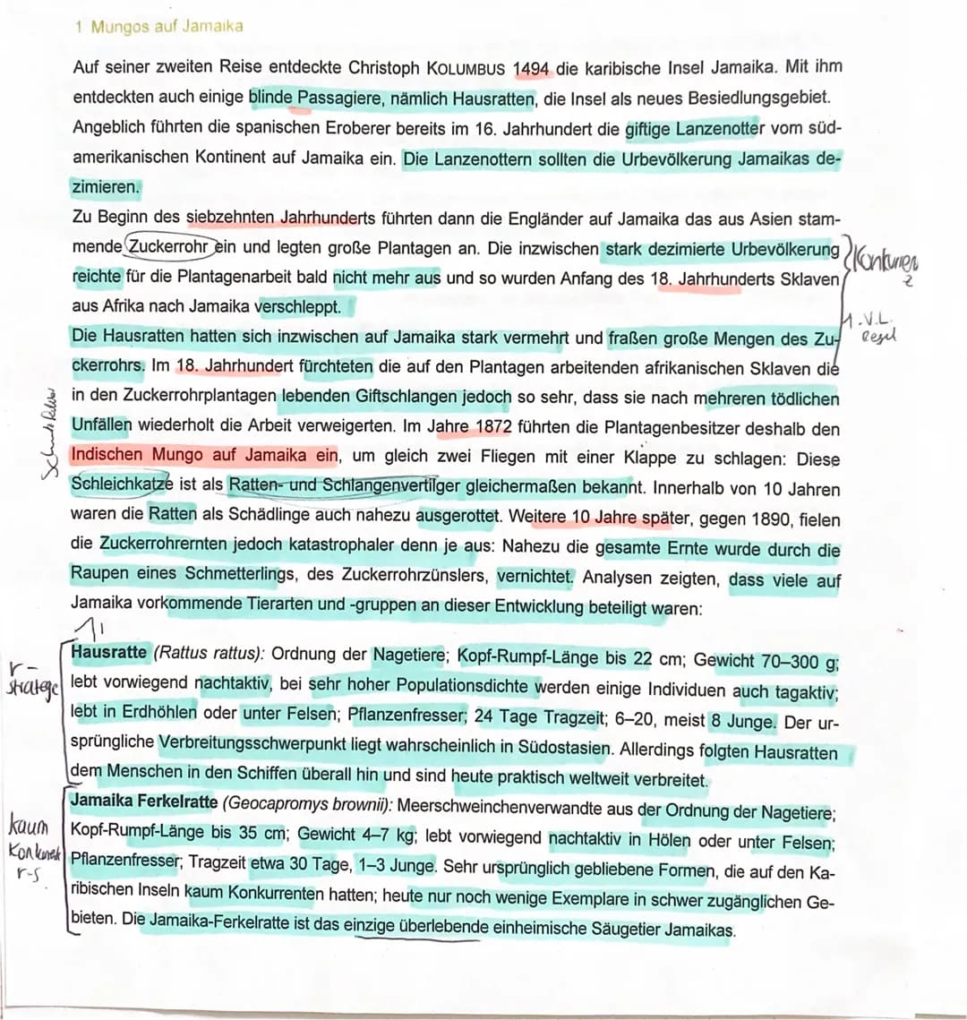 Schutz Riller
r-
stratege
1 Mungos auf Jamaika
Auf seiner zweiten Reise entdeckte Christoph KOLUMBUS 1494 die karibische Insel Jamaika. Mit 