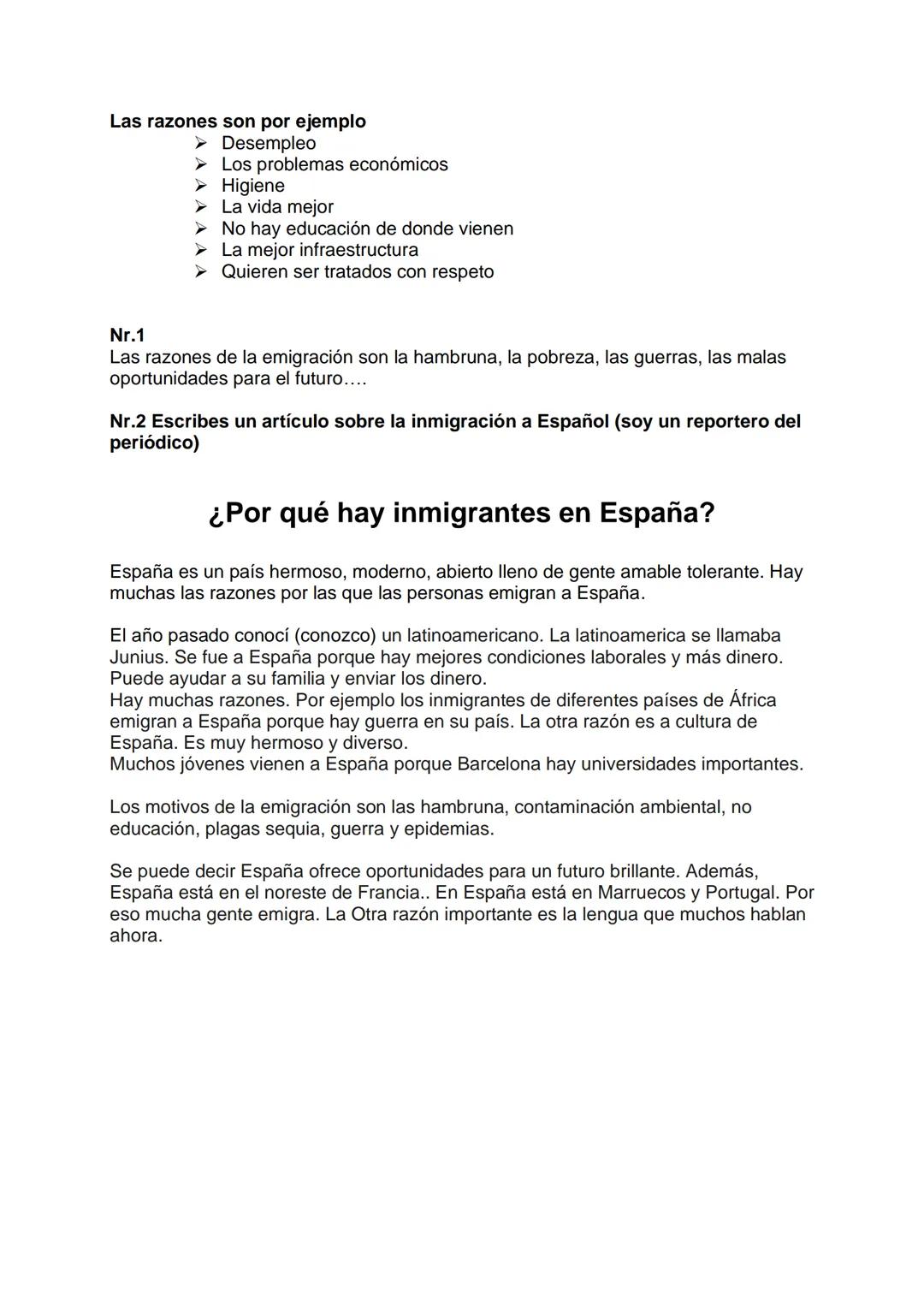 M1 Dos estadísticas sobre la inmigración a
España
Nr.1
El tema del primer diagrama es ,,Procedencia de los Immigranten en España. El
diagram
