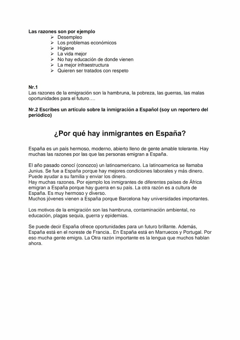 M1 Dos estadísticas sobre la inmigración a
España
Nr.1
El tema del primer diagrama es ,,Procedencia de los Immigranten en España. El
diagram