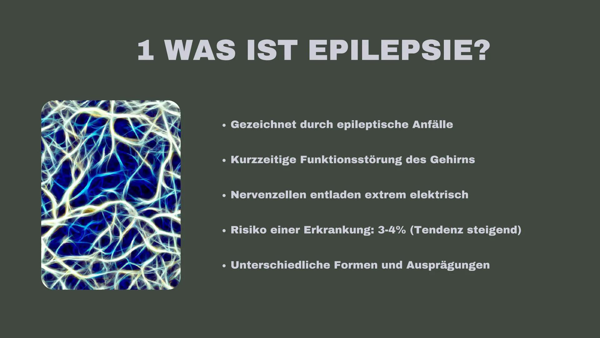 AMELIE MÖLLER
WENN DAS GEHIRN AUS
DEM TAKT GERÄT
Epilepsie GLIEDERUNG
01
02
03
04
Was ist Epilepsie?
Formen der Epilepsie
Ursachen
Diagnose 