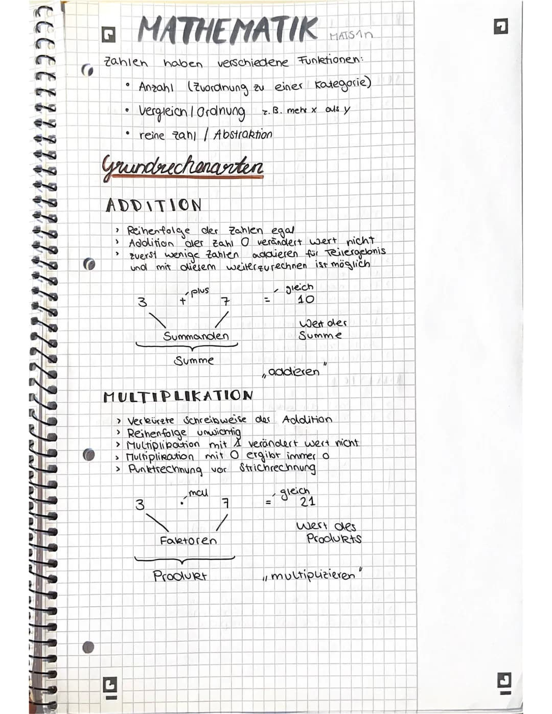 CCC
GMATHEMATIK
Zahlen
verschiedene Funktionen:
• Anzahl (Zuordnung zu einer Kategorie)
Vergleich I Ordnung z. B. mehr x ous y
• reine zahl 