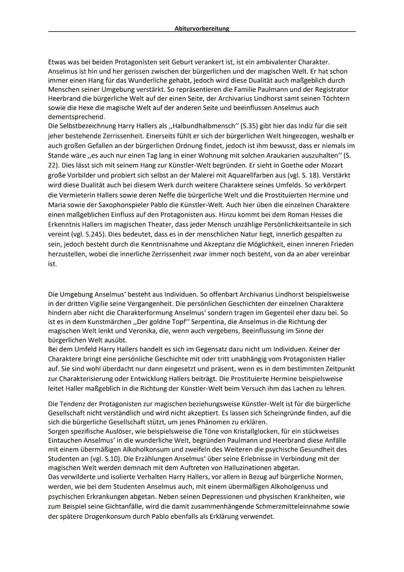 Abiturvorbereitung
Literarische Erörterung zweier Texte (Werkvergleich)
Außentext:
,,Was du bist, hängt maßgeblich von drei Faktoren ab: Was