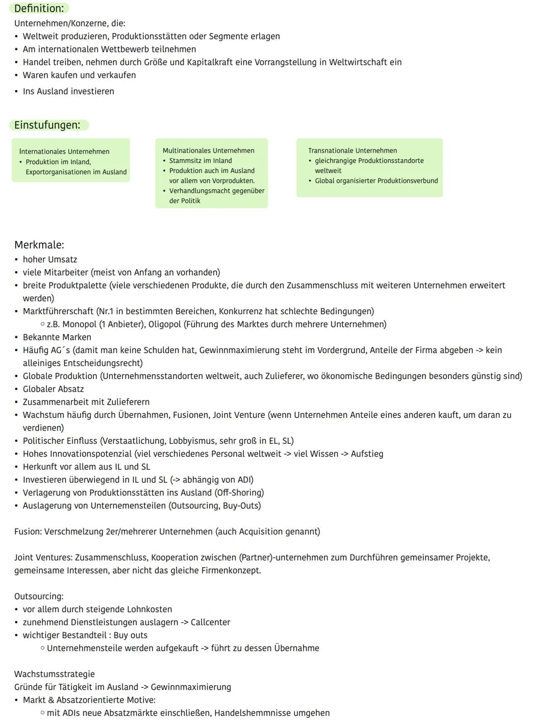 Definition:
Unternehmen/Konzerne,
• Weltweit produzieren, Produktionsstätten oder Segmente erlagen
. Am internationalen Wettbewerb teilnehme