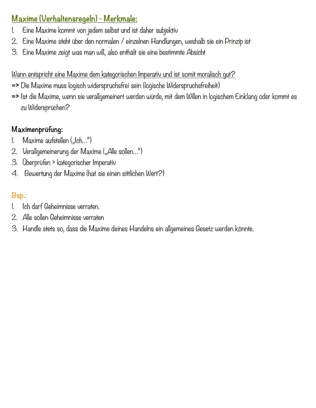 Deontologische
Ethik Immanuel Kant
Deontologische Ethik = Wirkung hinter all dem Handeln (Ergebnis bei Kant egal)
Welches Verhalten ist mora