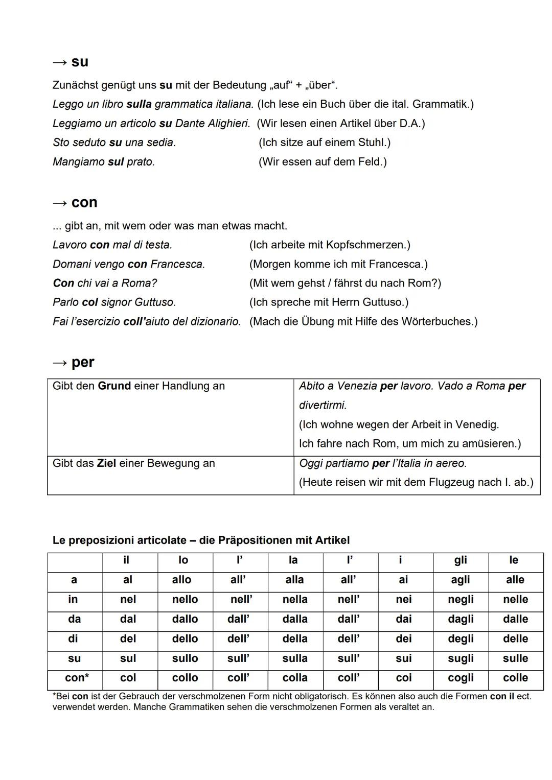 # Le preposizioni
Die verschiedenen Bedeutungen und Funktionen der Präpositionen:

→ a

|                                                   