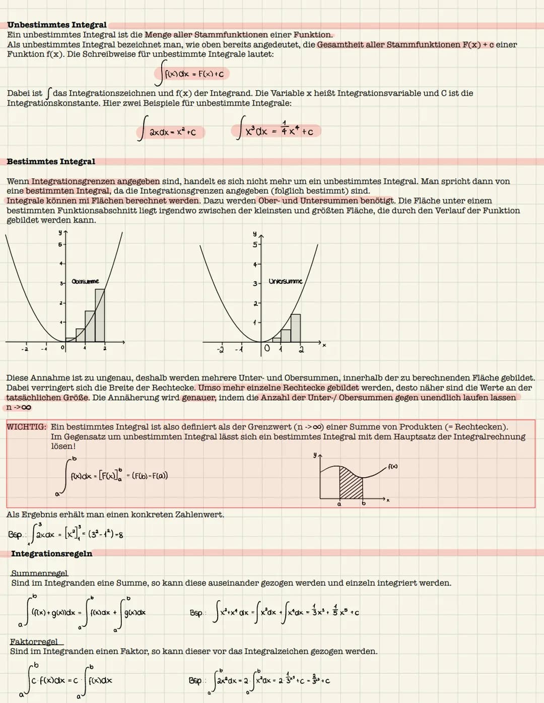 Das Integral und orientierter Flächeninhalt
Definition:
Eine Funktion f heißt integrierbar im Intervall [a;b], wenn die Annäherung durch Rec