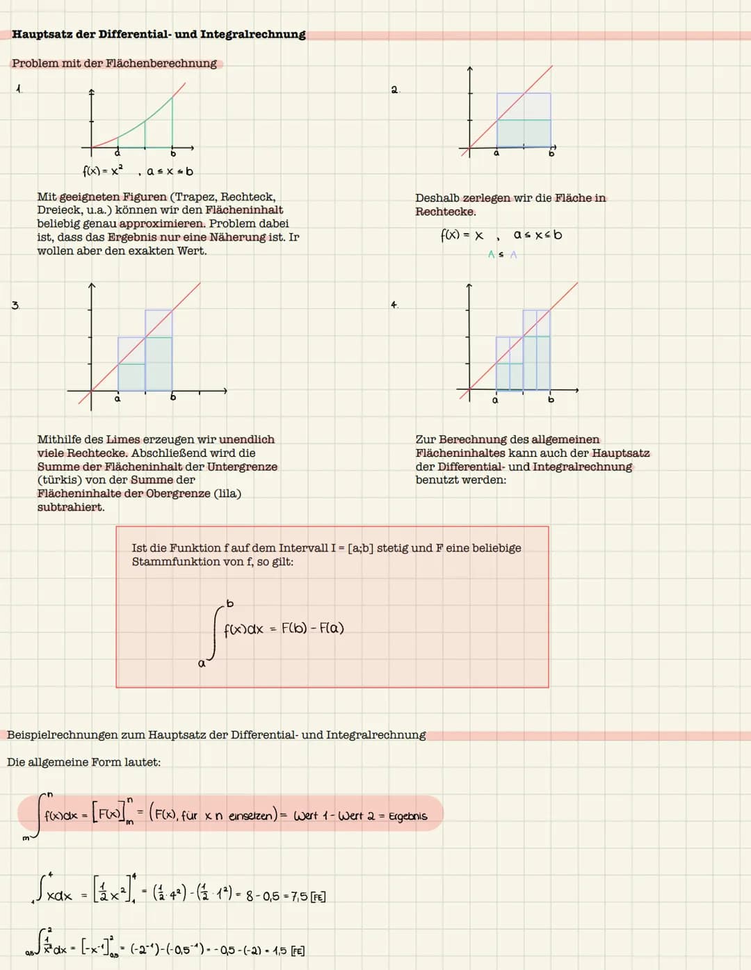 Das Integral und orientierter Flächeninhalt
Definition:
Eine Funktion f heißt integrierbar im Intervall [a;b], wenn die Annäherung durch Rec