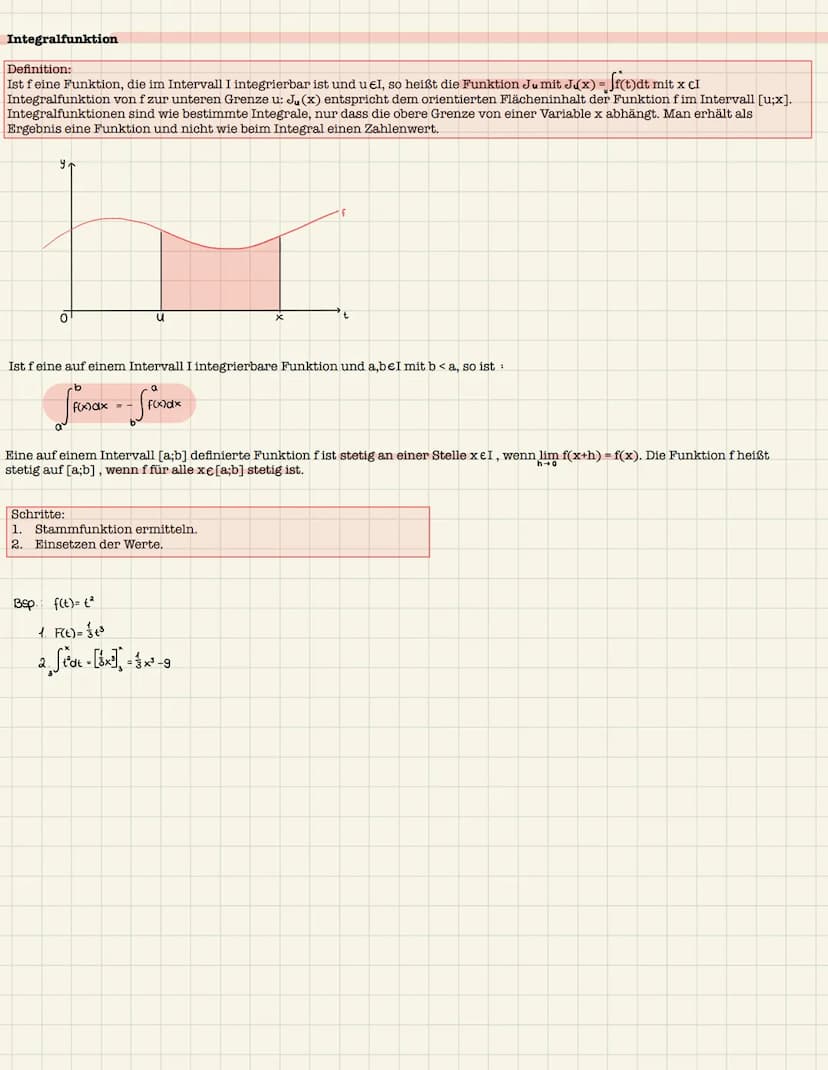 Das Integral und orientierter Flächeninhalt
Definition:
Eine Funktion f heißt integrierbar im Intervall [a;b], wenn die Annäherung durch Rec