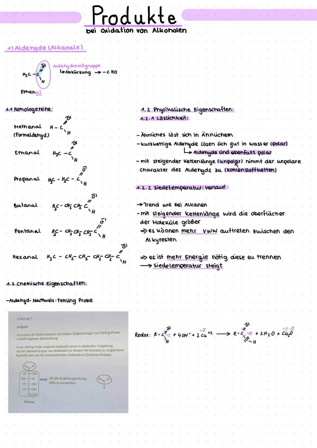 4) Aldehyde (Alkanale).
M3 C-C
Ethanal
Ethanal
1.1 Homologereine:
Butanal
11
Methanal H-C
(Formaldehyd)
.81
exanal
Pentanal
H
HOH
Aldehydrox