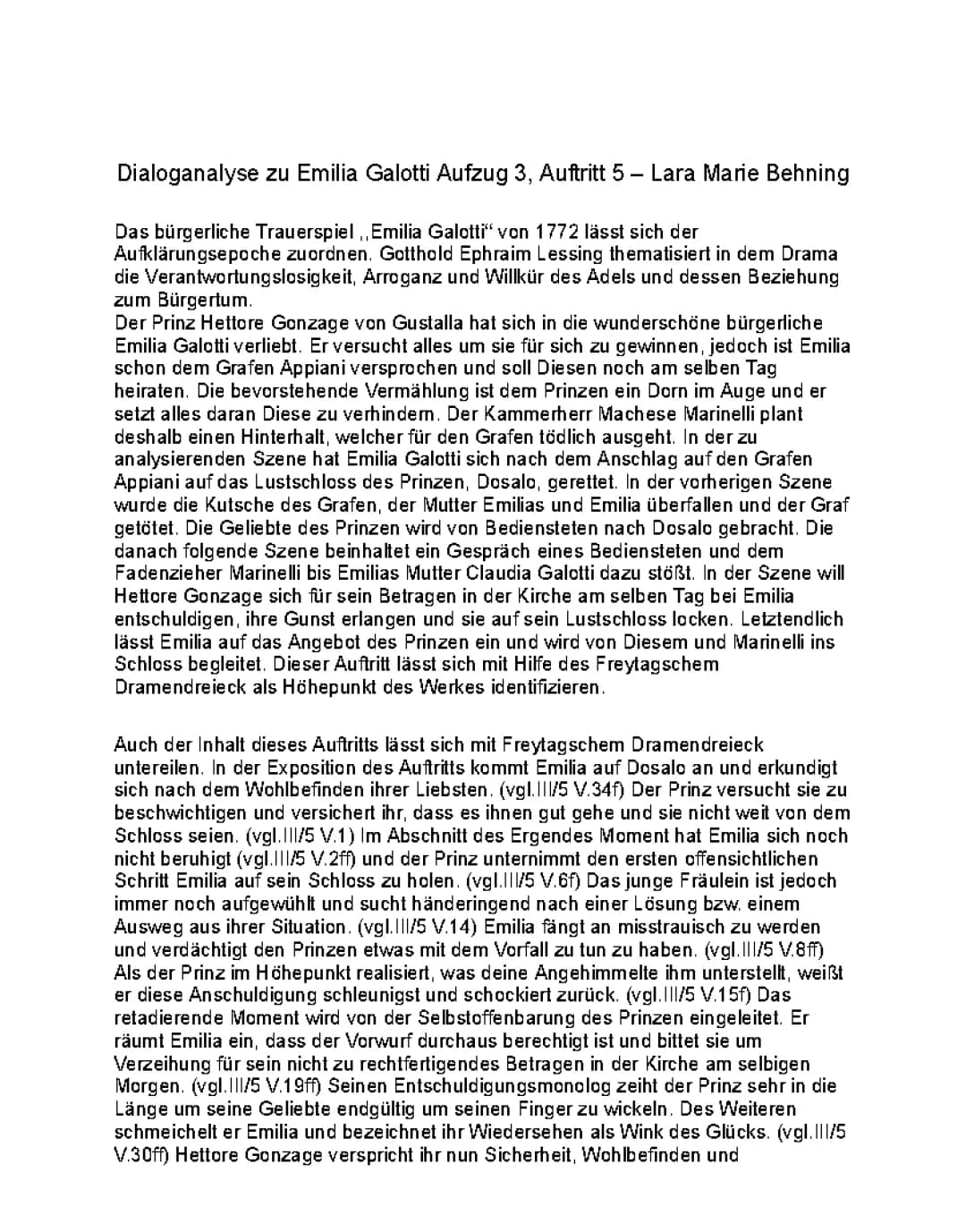Dialoganalyse Emilia Galotti