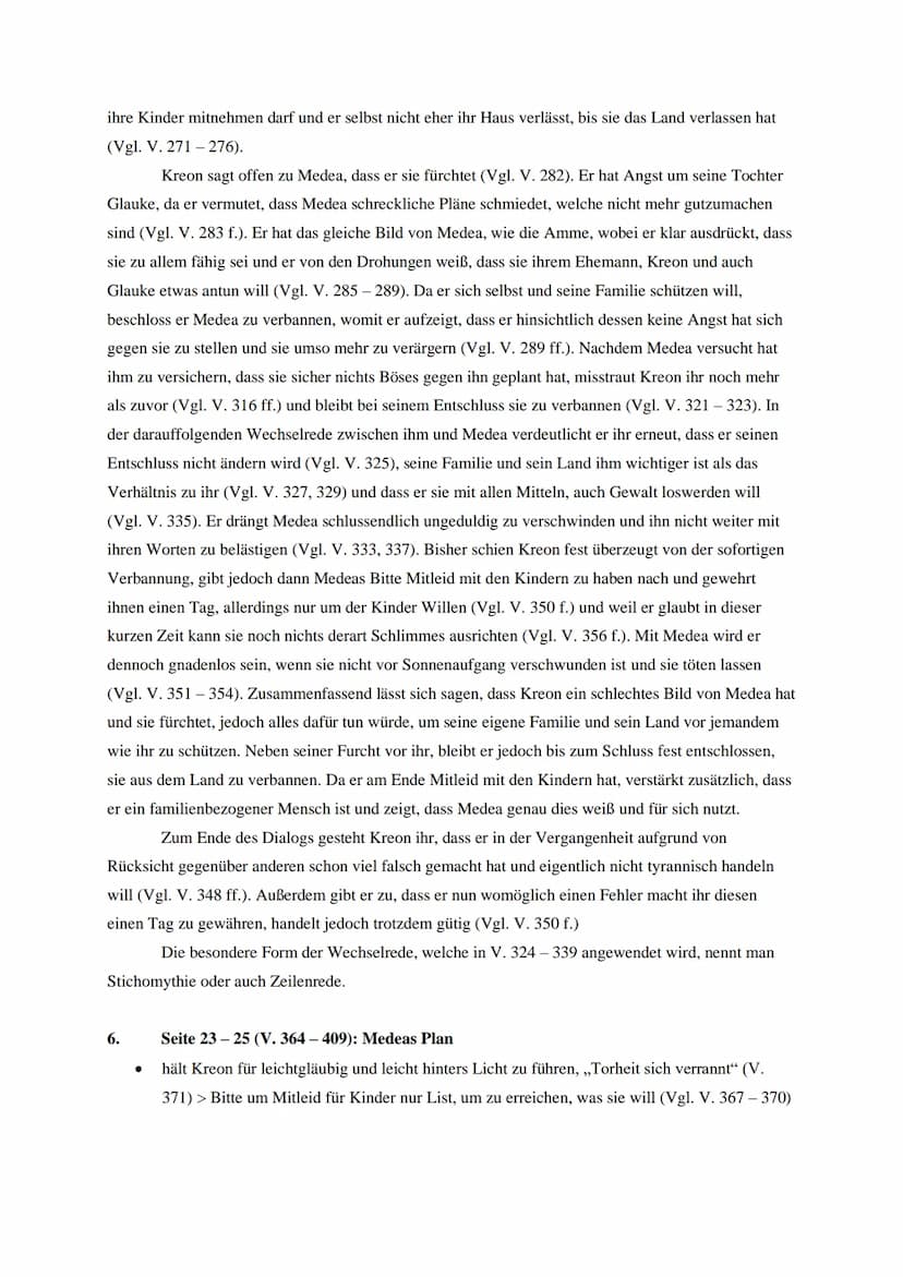 Medea - Euripides
1.
●
2.
●
●
●
●
Seite 8-11 (V. 49-95)
Medea und ihre Söhne sollen auf Geheiß von König Kreon aus Korinth vertrieben werden