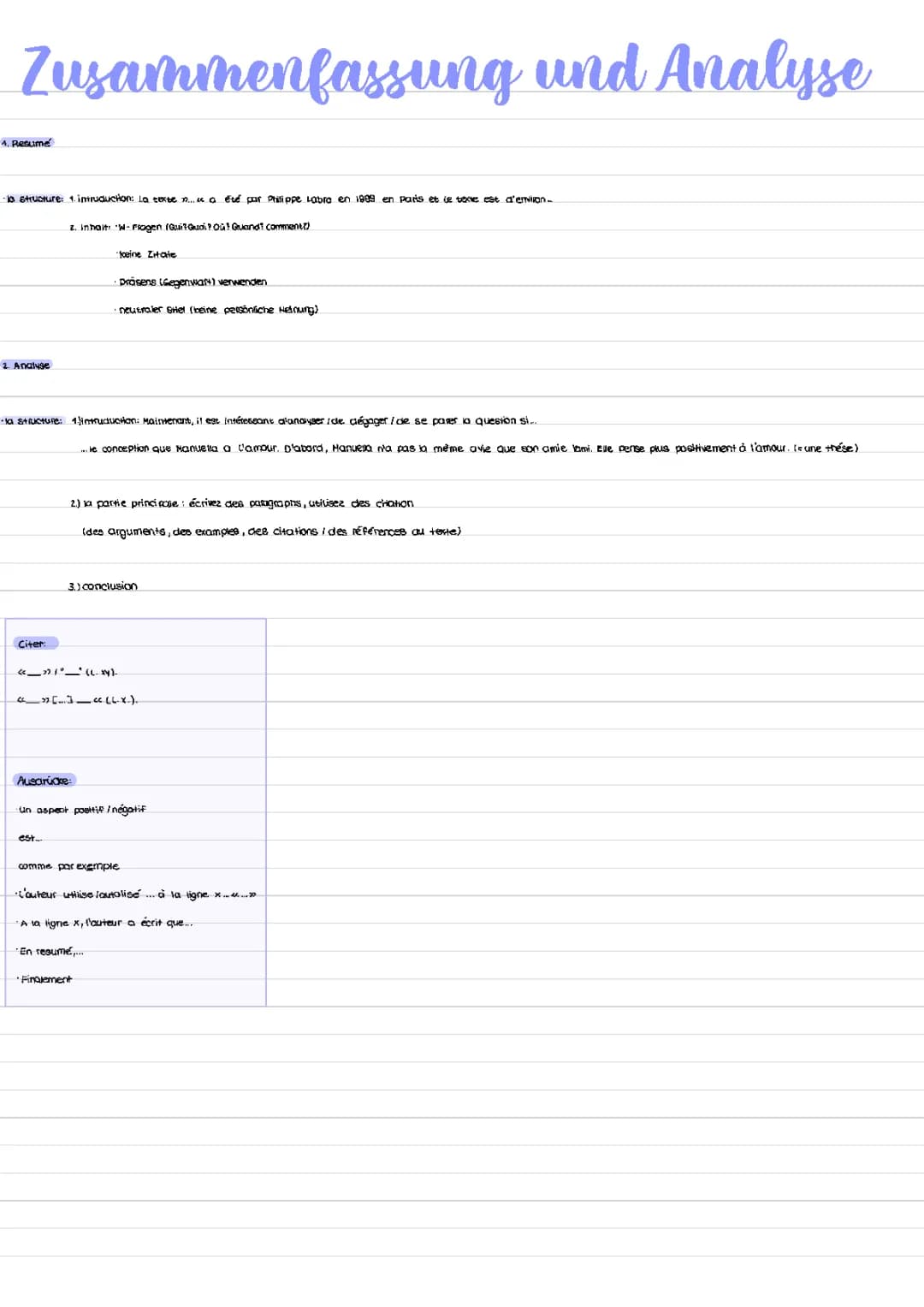 Exemples et Méthodes pour Analyser un Texte et Écrire un Résumé