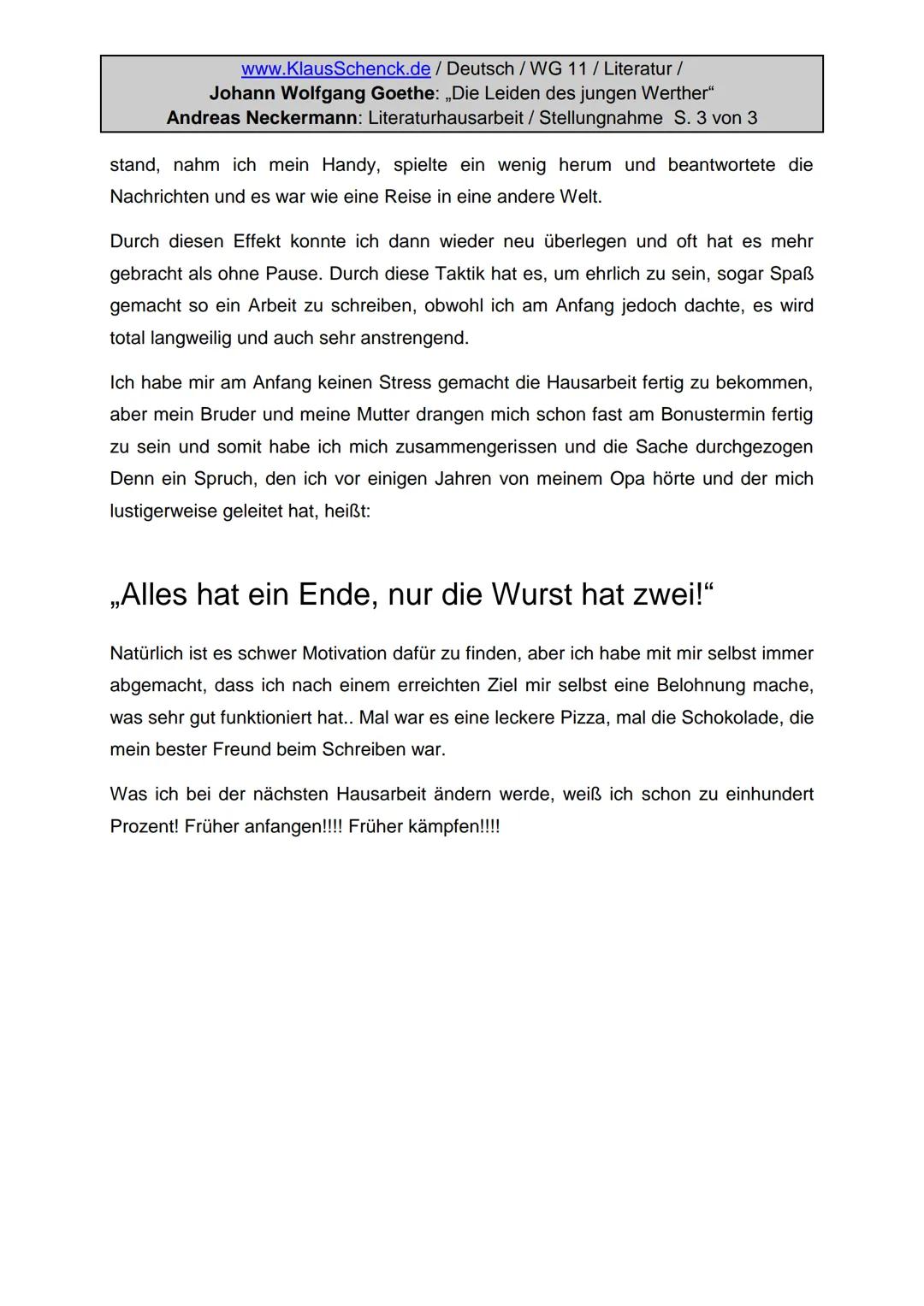 www.KlausSchenck.de / Deutsch / WG 11 / Literatur /
Johann Wolfgang Goethe: „Die Leiden des jungen Werther"
Andreas Neckermann: Literaturhau