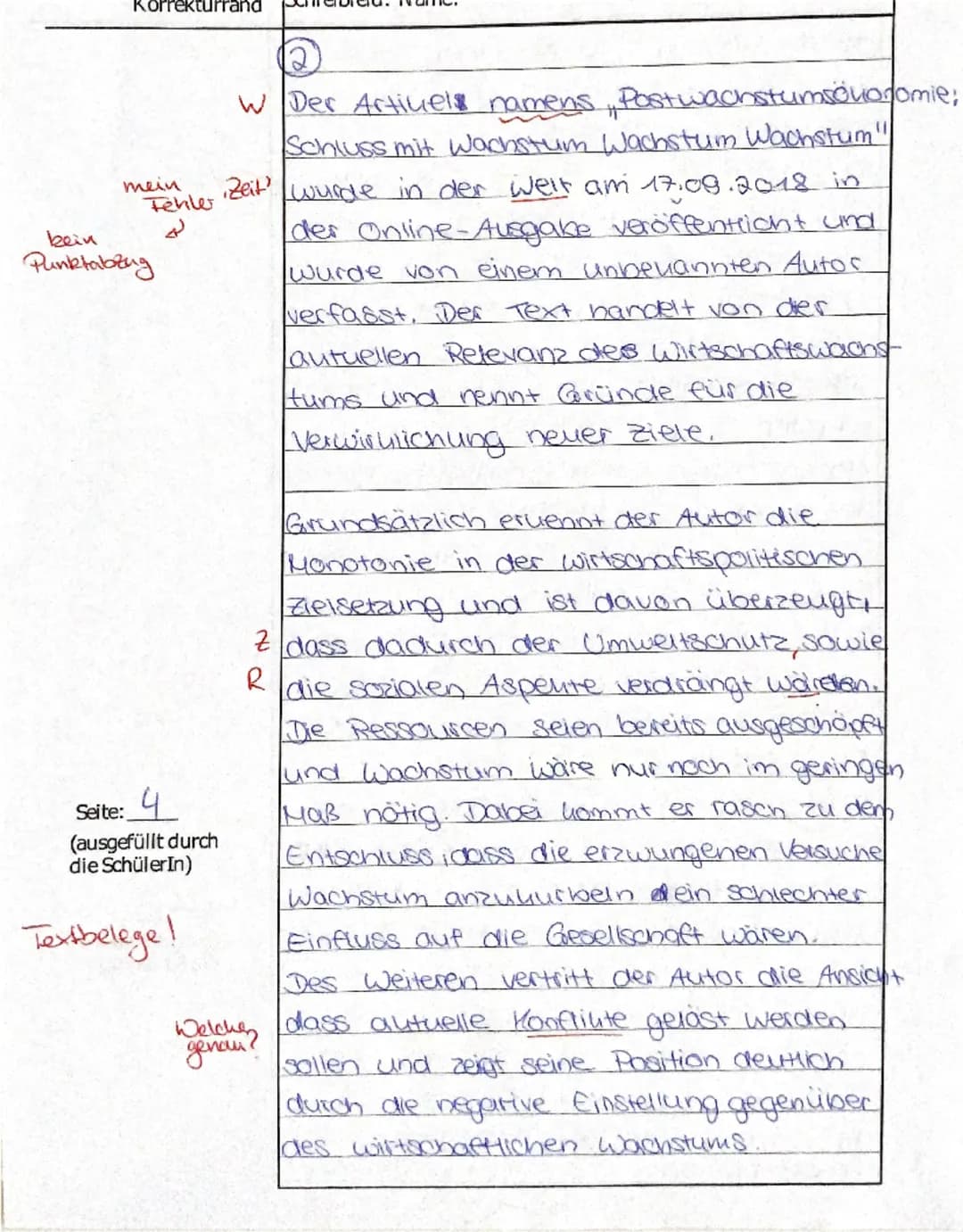 Sozialwissenschaften Q1 GK
1. Klausur
19.10.2023
Name:
Postwachstumsökonomie: Schluss mit Wachstum Wachstum Wachstum Spiegelt seine
Menung
I