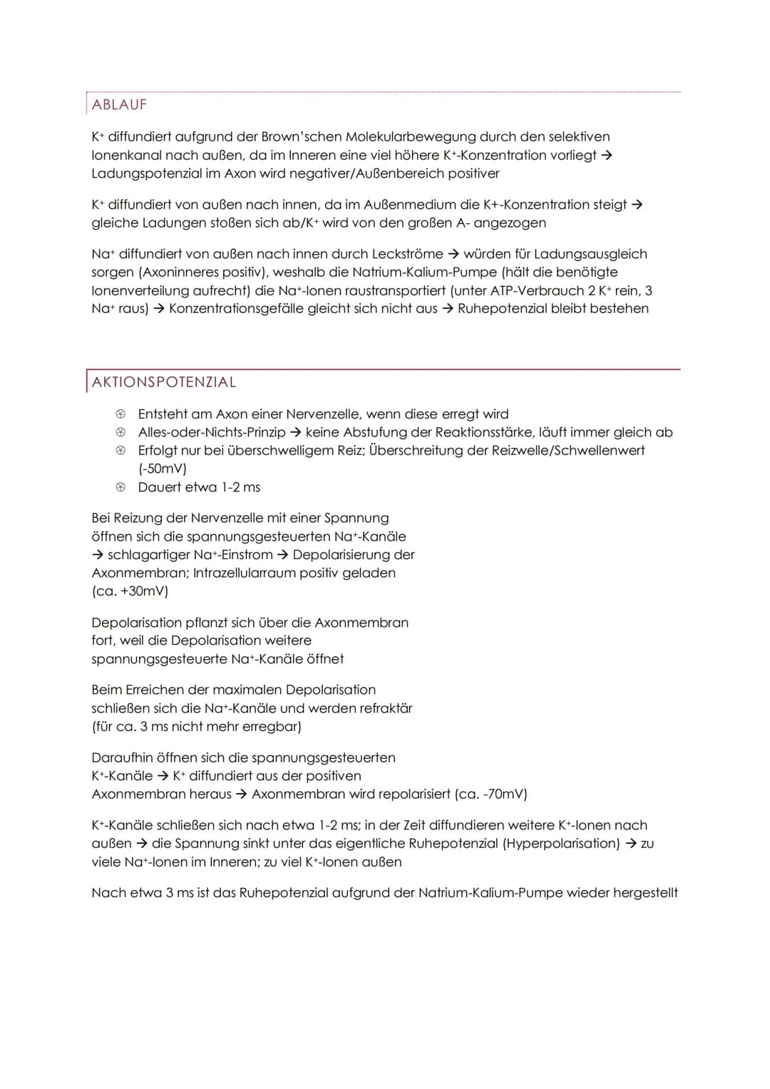 NEUROBIOLOGIE ABITUR
REIZ UND REAKTION
Arten von Reizen:
Licht, Temperatur, Druck, chemischer Stoff, Zustandsänderung im
Inneren des Organis