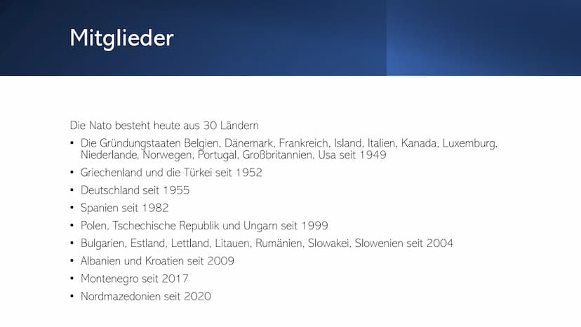 ΝΑΤΟ
North Atlantic Treaty Organization - Nordatlantische Vertragsorganisation
Ruveyda Güler Bilir
13/1 ●
Entstehung und Gründung
Aufbau
Mit
