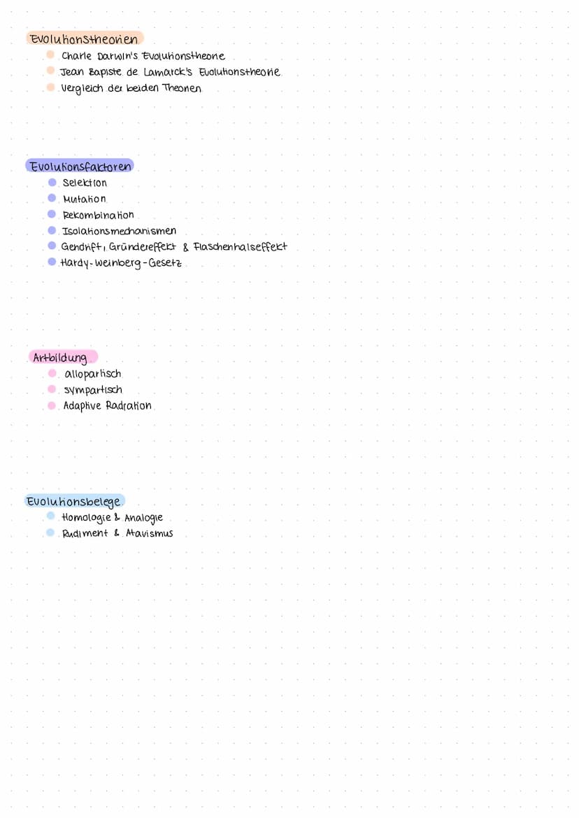 Evolution
Grundkurs Evoluhonstheorien
Charle Darwin's Evolutionstheone
Jean Bapiste de Lamarck's Evolutionstheorie.
Vergleich der beiden The