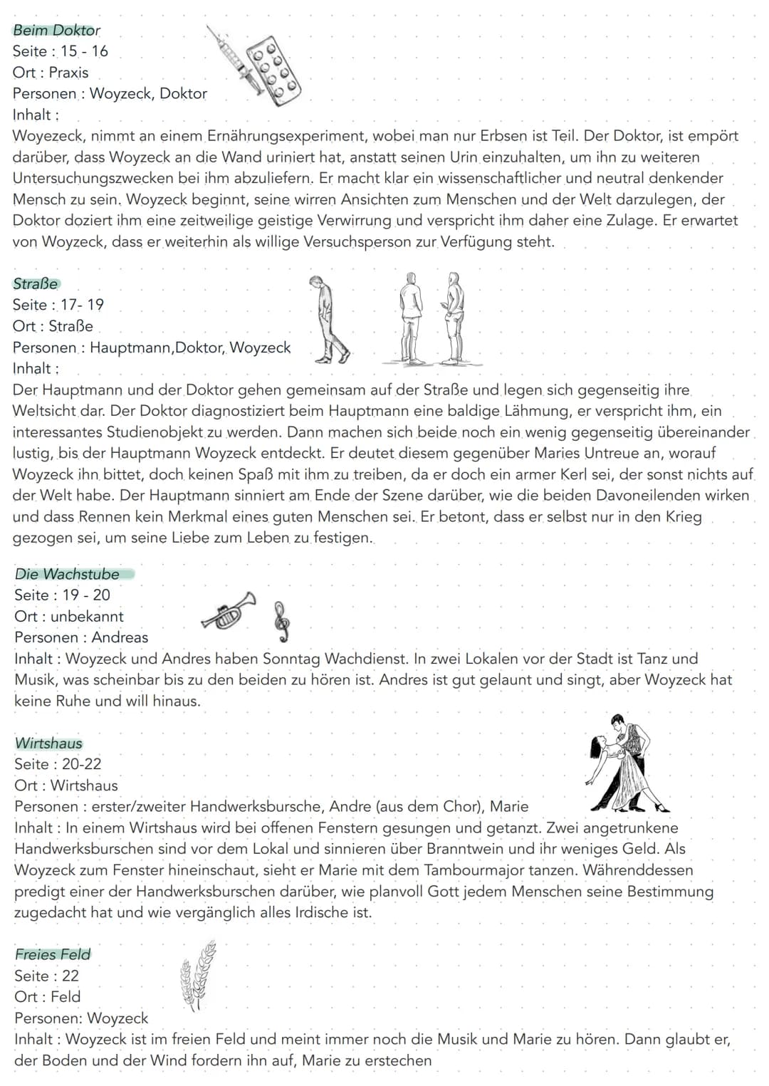 • Lesetagebuch
Dramenfragment Woyzeck
Allgemeine Zusammenfassung:
Woyzeck, die Hauptfigur des Dramas, gehört als Soldat und Barbier ein
Vert