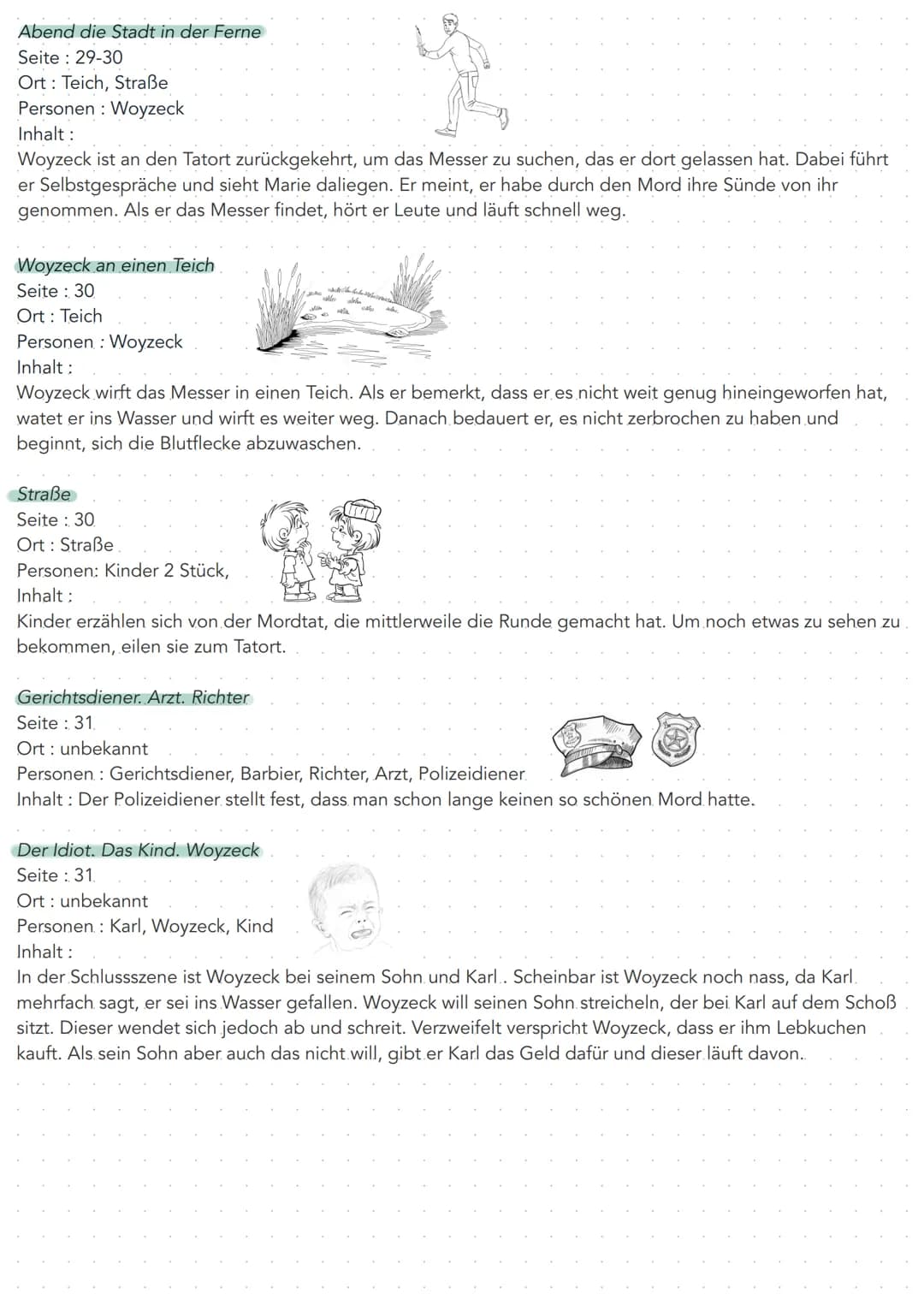 • Lesetagebuch
Dramenfragment Woyzeck
Allgemeine Zusammenfassung:
Woyzeck, die Hauptfigur des Dramas, gehört als Soldat und Barbier ein
Vert