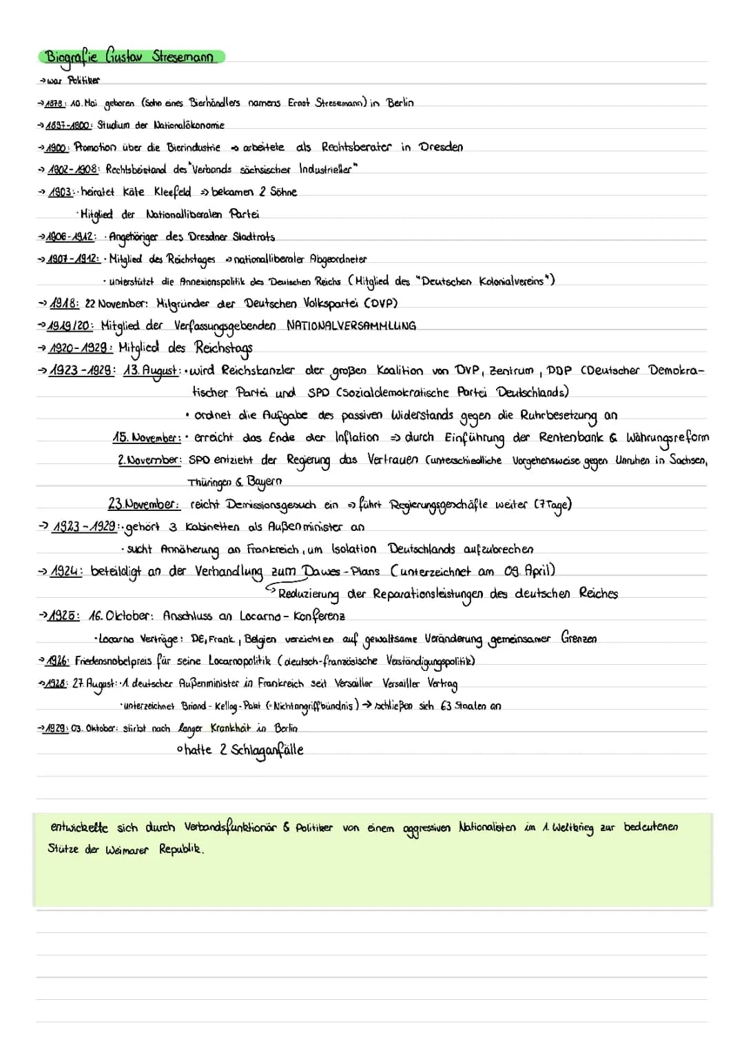 Gustav Stresemann Biografie und Leistung