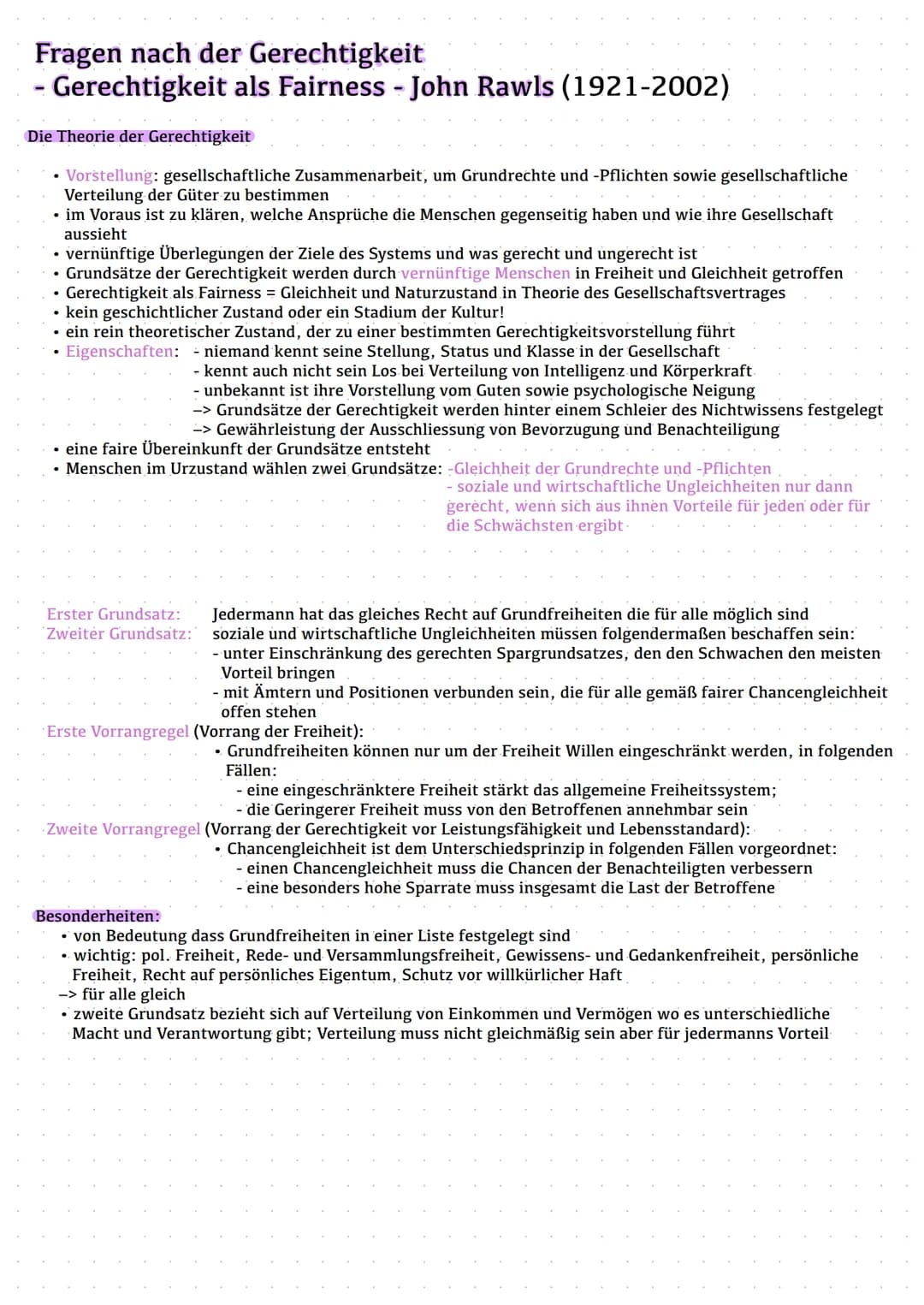 Fragen nach der Gerechtigkeit
Gerechtigkeit als Fairness - John Rawls (1921-2002)
Die Theorie der Gerechtigkeit
• Vorstellung: gesellschaftl