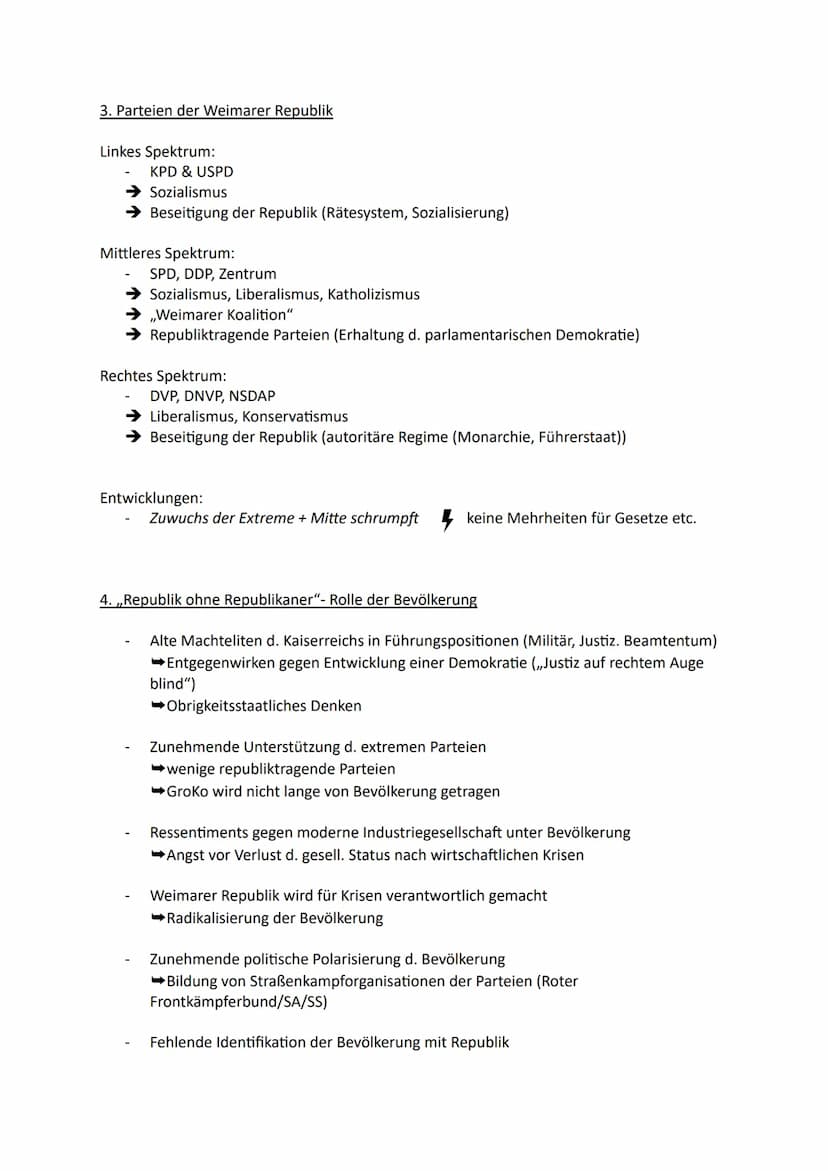 Geschichte Klausur
1. Weimarer Republik: Demokratie ohne Demokraten?
1. Vertrag von Versailles (Juni 1919)
- territoriale Bestimmungen: Gebi