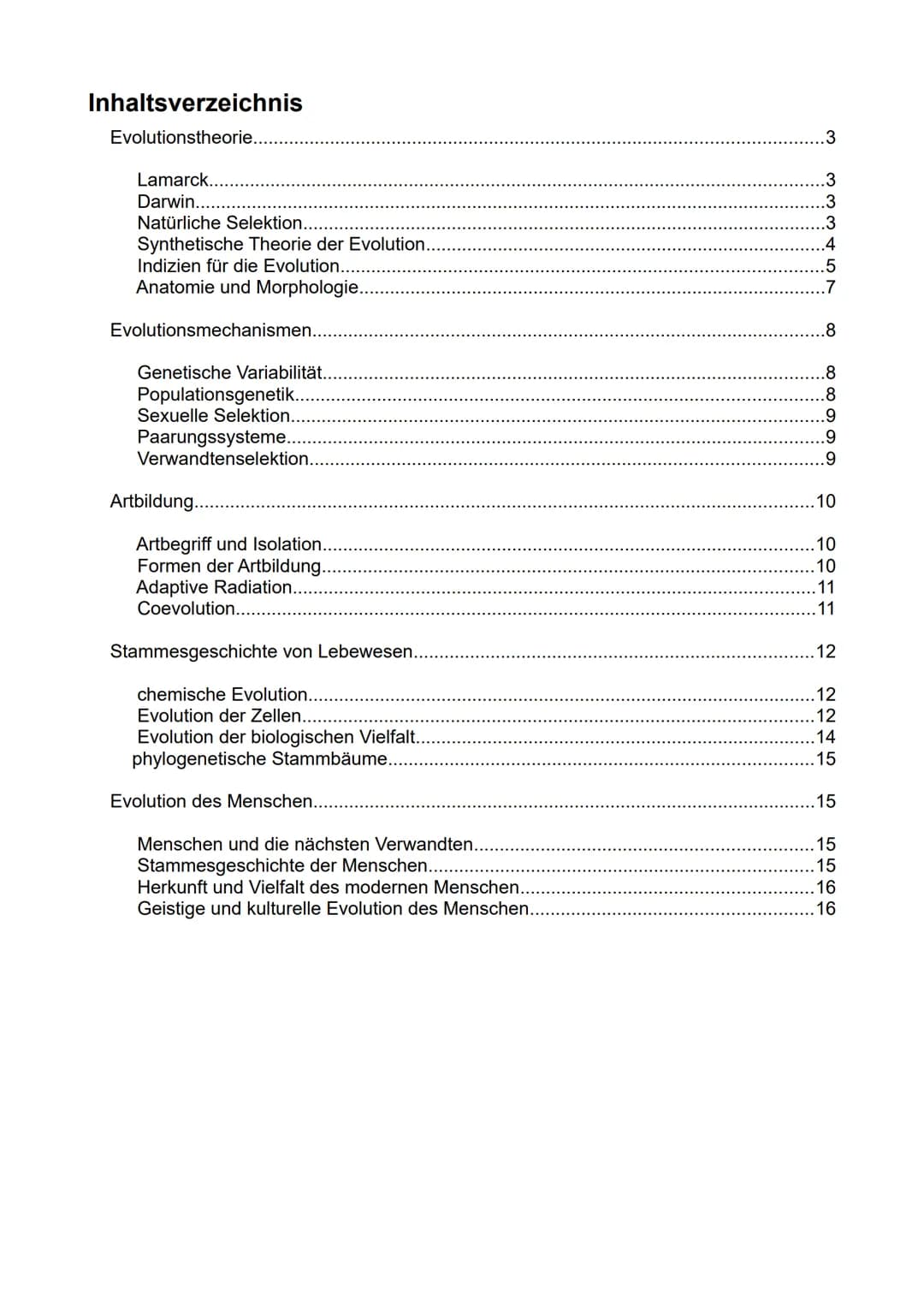 Biologie
eA
Semester 4
- Entwicklung der Vielfalt des Lebens - Inhaltsverzeichnis
Evolutionstheorie..
Lamarck..
Darwin......
Natürliche Sele