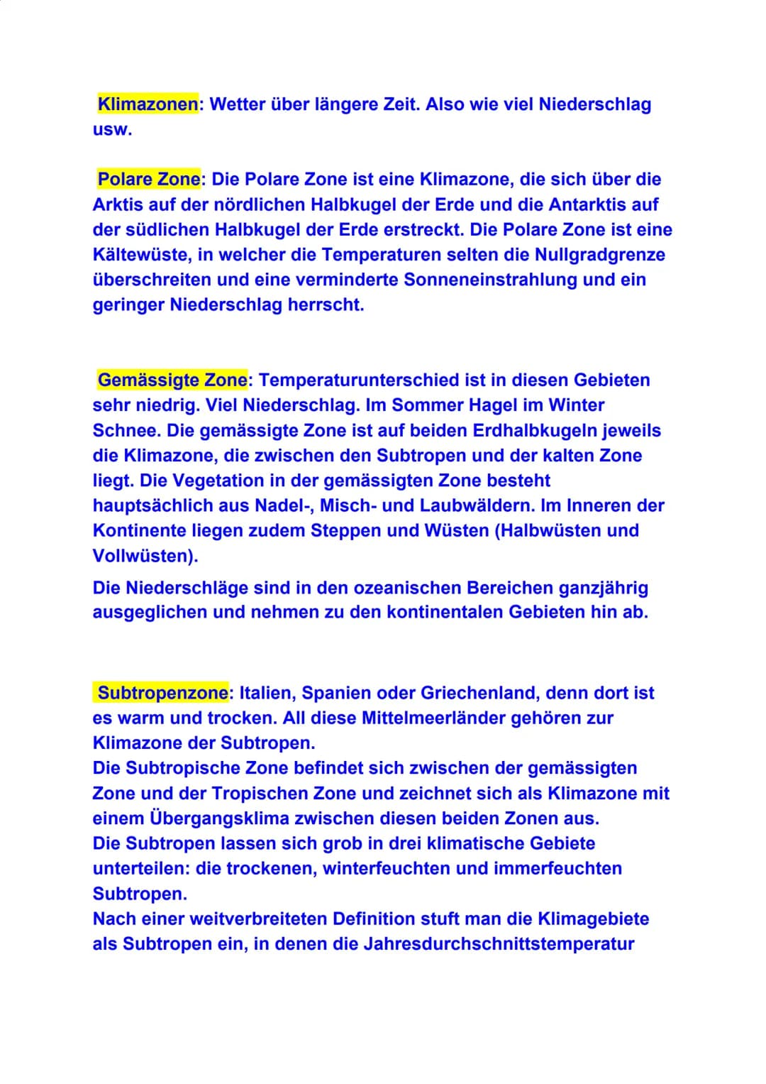 Klimazonen: Wetter über längere Zeit. Also wie viel Niederschlag
usw.
Polare Zone: Die Polare Zone ist eine Klimazone, die sich über die
Ark